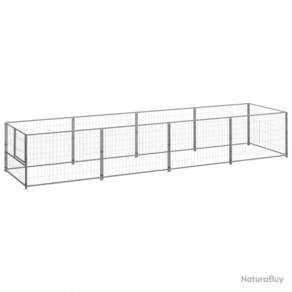 Chenil extrieur cage enclos parc animaux chien argent 4 m acier 02_0000275