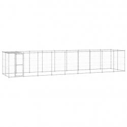 Chenil extérieur cage enclos parc animaux chien extérieur acier galvanisé avec toit 21,78 m² 02_000