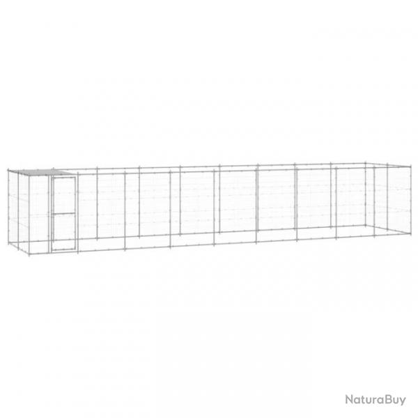 Chenil extrieur cage enclos parc animaux chien extrieur acier galvanis avec toit 21,78 m 02_000