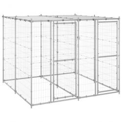 Chenil extérieur cage enclos parc animaux chien extérieur acier galvanisé avec toit 4,84 m² 02_0000