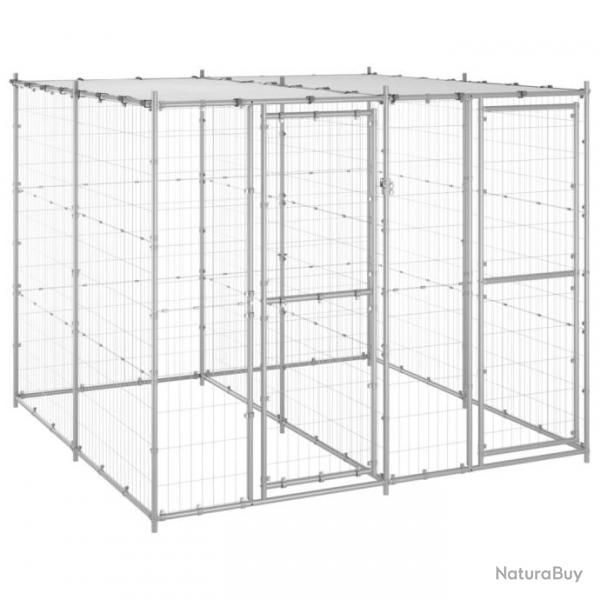 Chenil extrieur cage enclos parc animaux chien extrieur acier galvanis avec toit 4,84 m 02_0000