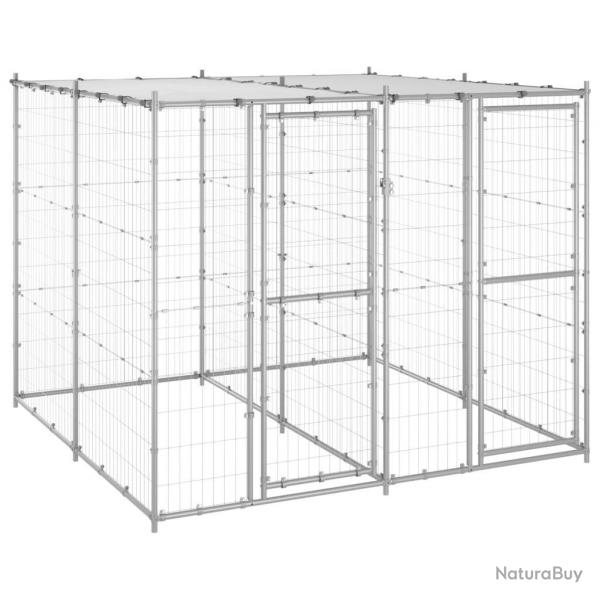 Chenil extrieur cage enclos parc animaux chien extrieur acier galvanis avec toit 4,84 m 02_0000