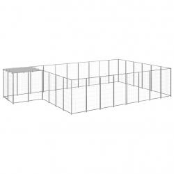 Chenil extérieur cage enclos parc animaux chien argenté 15,73 m² acier 02_0000241