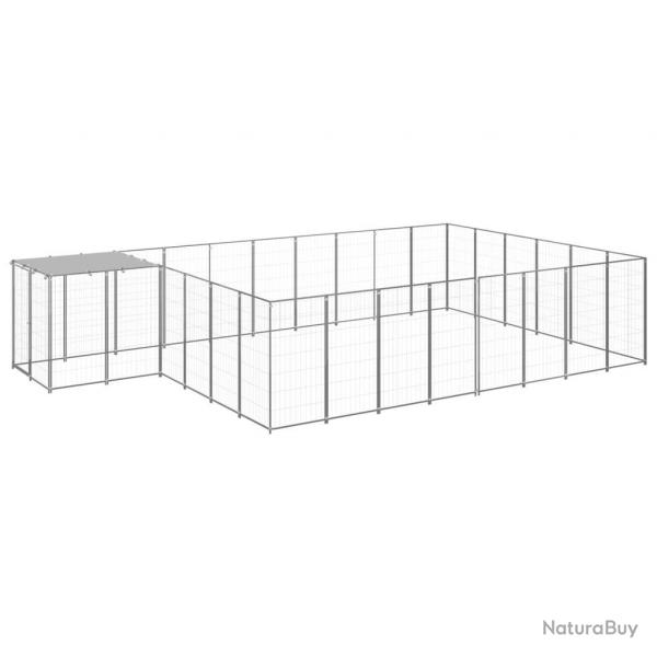 Chenil extrieur cage enclos parc animaux chien argent 15,73 m acier 02_0000241