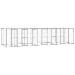 Chenil extérieur cage enclos parc animaux chien extérieur acier galvanisé avec toit 16,94 m² 02_000