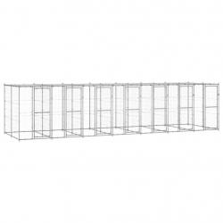 Chenil extérieur cage enclos parc animaux chien extérieur acier galvanisé avec toit 16,94 m² 02_000