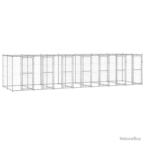 Chenil extrieur cage enclos parc animaux chien extrieur acier galvanis avec toit 16,94 m 02_000