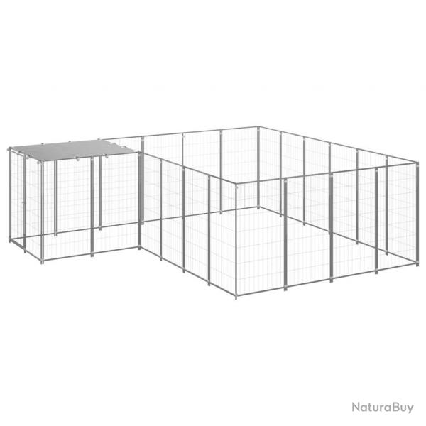 Chenil extrieur cage enclos parc animaux chien argent 8,47 m acier 02_0000304