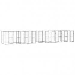 Chenil extérieur cage enclos parc animaux chien extérieur acier galvanisé avec toit 24,2 m² 02_0000
