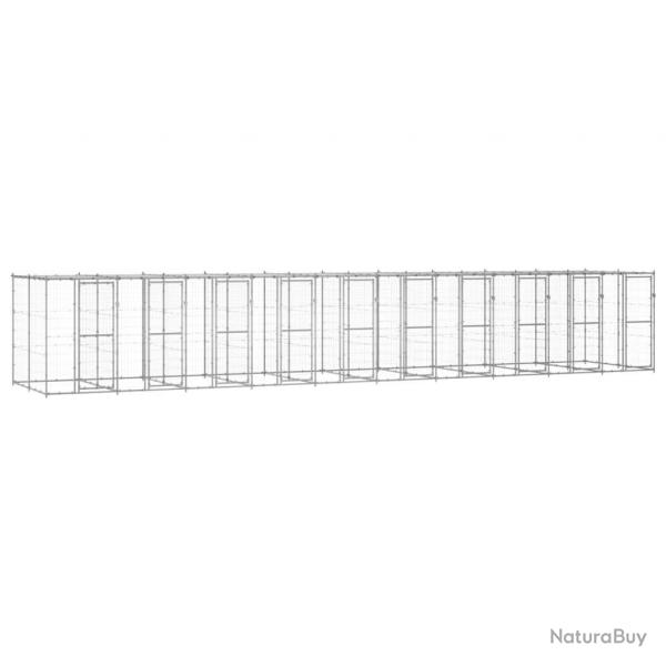Chenil extrieur cage enclos parc animaux chien extrieur acier galvanis avec toit 24,2 m 02_0000