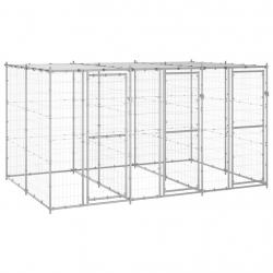 Chenil extérieur cage enclos parc animaux chien extérieur acier galvanisé avec toit 7,26 m² 02_0000
