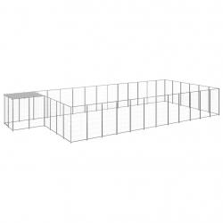 Chenil extérieur cage enclos parc animaux chien argenté 22,99 m² acier 02_0000255
