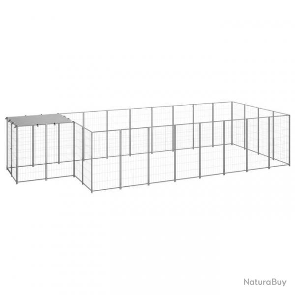 Chenil extrieur cage enclos parc animaux chien argent 10,89 m acier 02_0000230