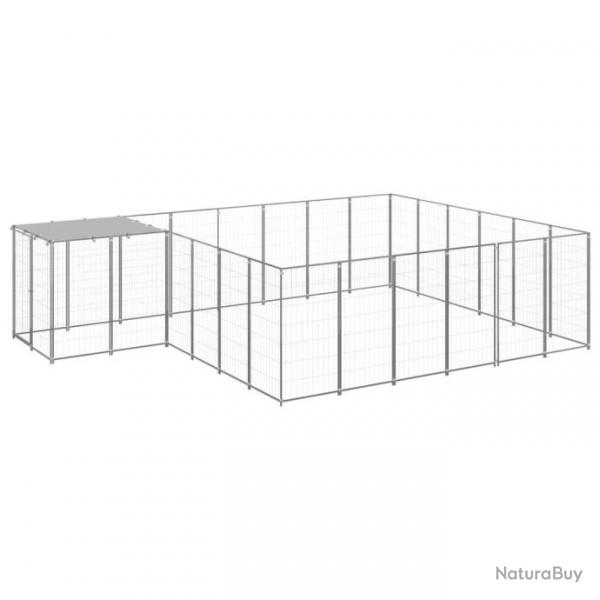 Chenil extrieur cage enclos parc animaux chien argent 12,1 m acier 02_0000237