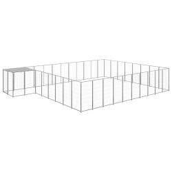Chenil extérieur cage enclos parc animaux chien argenté 25,41 m² acier 02_0000259