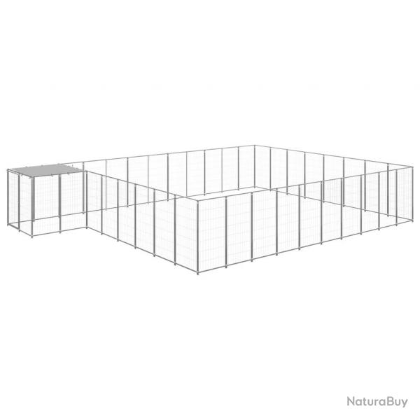 Chenil extrieur cage enclos parc animaux chien argent 25,41 m acier 02_0000259