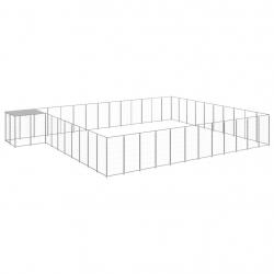 Chenil extérieur cage enclos parc animaux chien argenté 37,51 m² acier 02_0000274