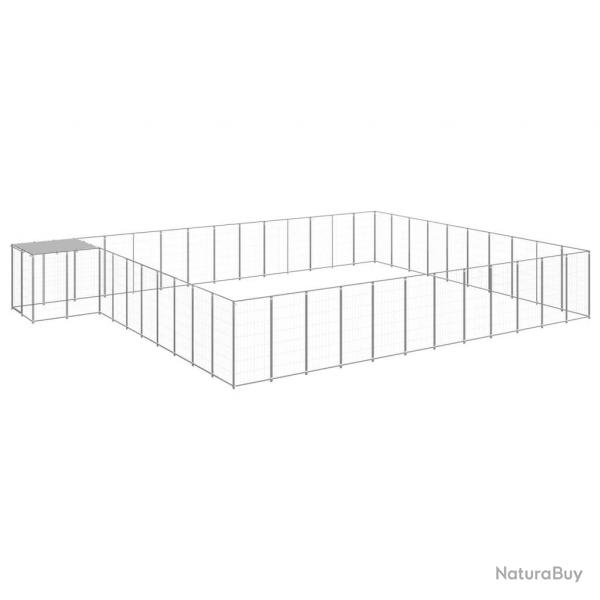 Chenil extrieur cage enclos parc animaux chien argent 37,51 m acier 02_0000274