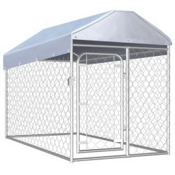 Chenil extérieur cage enclos parc animaux chien d'extérieur avec toit pour chiens 125 cm 02_0000325
