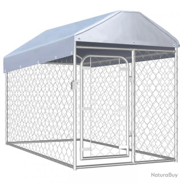 Chenil extrieur cage enclos parc animaux chien d'extrieur avec toit pour chiens 125 cm 02_0000325
