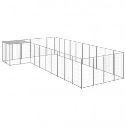 Chenil extérieur cage enclos parc animaux chien argenté 13,31 m² acier 02_0000238