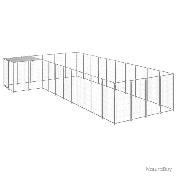 Chenil extrieur cage enclos parc animaux chien argent 13,31 m acier 02_0000238