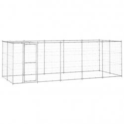 Chenil extérieur cage enclos parc animaux chien extérieur acier galvanisé avec toit 12,1 m² 02_0000