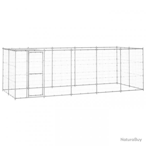 Chenil extrieur cage enclos parc animaux chien extrieur acier galvanis avec toit 12,1 m 02_0000