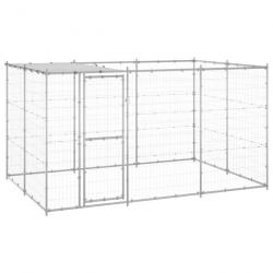 Chenil extérieur cage enclos parc animaux chien extérieur acier galvanisé avec toit 7,26 m² 02_0000