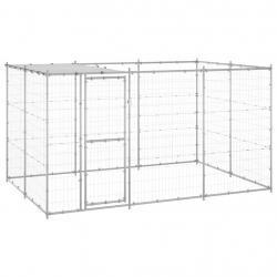 Chenil extérieur cage enclos parc animaux chien extérieur acier galvanisé avec toit 7,26 m² 02_0000