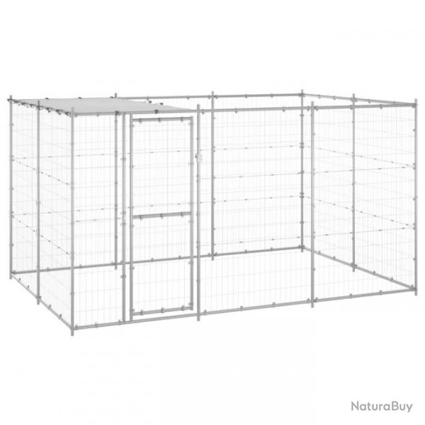 Chenil extrieur cage enclos parc animaux chien extrieur acier galvanis avec toit 7,26 m 02_0000