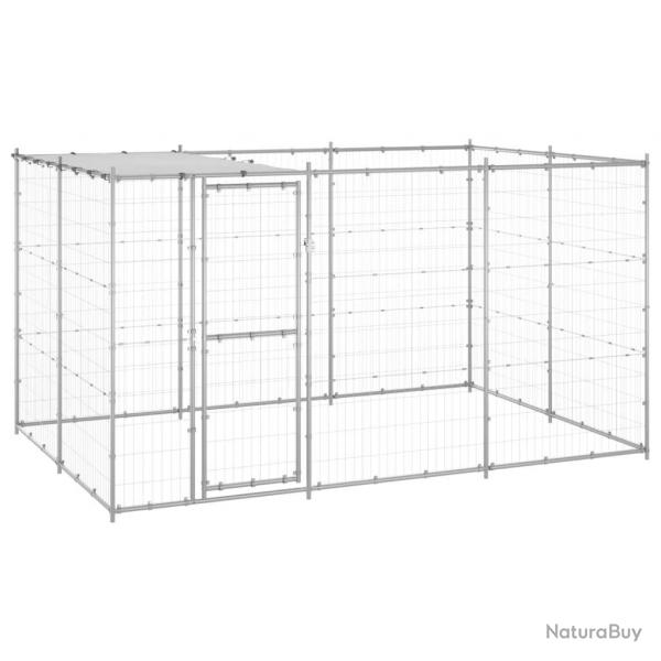 Chenil extrieur cage enclos parc animaux chien extrieur acier galvanis avec toit 7,26 m 02_0000