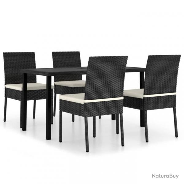 Meuble salle  manger de jardin 5 pcs Rsine tresse Noir 3065695