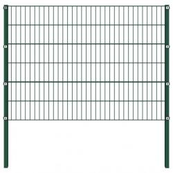 Panneau de clôture avec poteaux Fer 3,4 x 1,2 m Vert 278662