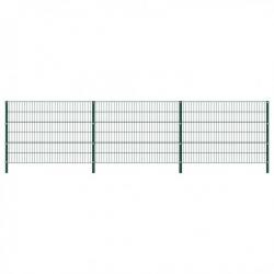 Panneau de clôture avec poteaux Fer 5,1 x 1,2 m Vert 278663