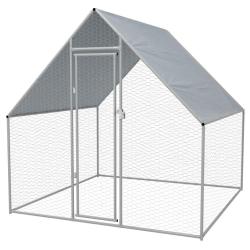 Cage ext&eacute;rieure pour poulets 2 x 2 x 1,92 m acier galvanis&eacute; 02_0001654
