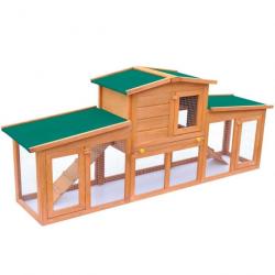 Clapier large 190 x 46 x 85 cm pour petits animaux avec toits bois 02_0000623