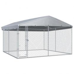 Chenil extérieur cage enclos parc animaux chien extérieur avec toit pour chiens 382 x 382 x 225 cm