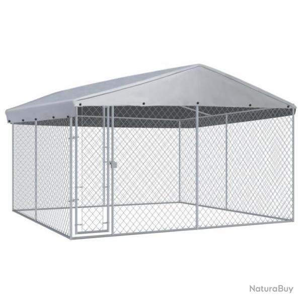 Chenil extrieur cage enclos parc animaux chien extrieur avec toit pour chiens 382 x 382 x 225 cm