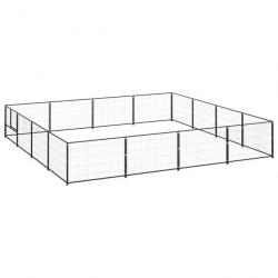 Chenil extérieur cage enclos parc animaux chien noir 16 m² acier 02_0000500