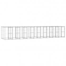Chenil extérieur cage enclos parc animaux chien extérieur acier galvanisé avec toit 21,78 m² 02_000