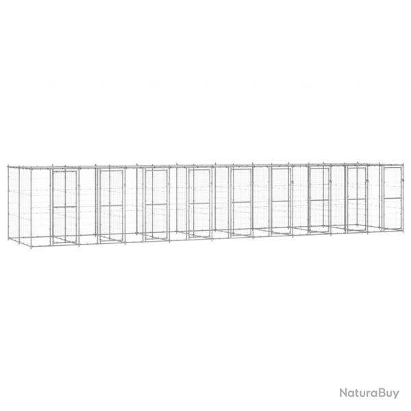 Chenil extrieur cage enclos parc animaux chien extrieur acier galvanis avec toit 21,78 m 02_000