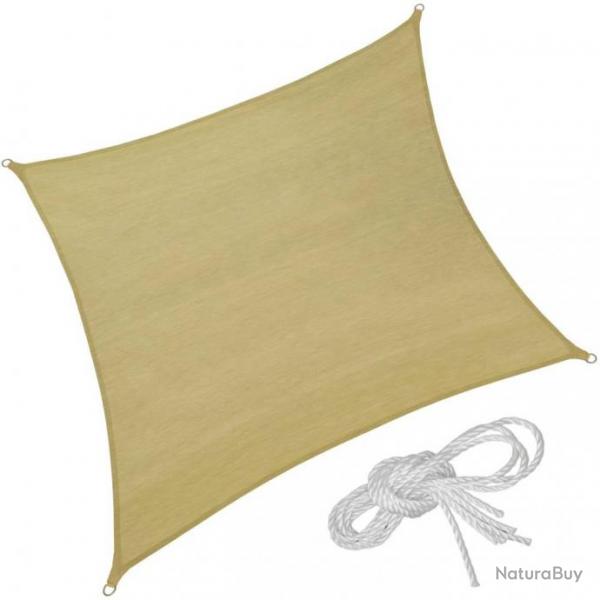 Voile d'ombrage taud de soleil 5,4 x 5,4 m mobilier de jardin beige 08_0000539