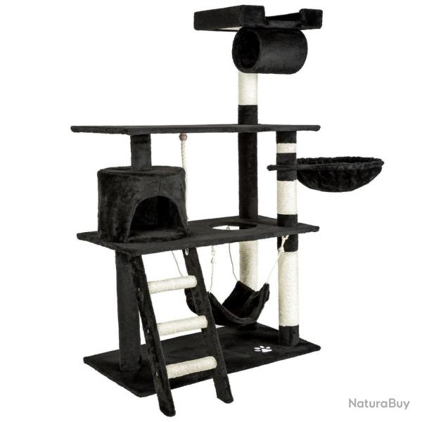 Arbre à chat griffoir grattoir niche jouet animaux peluché noir 141 cm 08_0000514