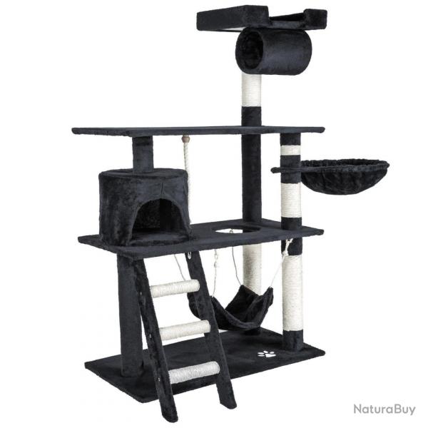 Arbre à chat griffoir grattoir niche jouet animaux peluché gris foncé 141 cm 08_0000512