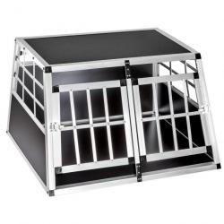 Cage box caisse de transport chien mobile aluminium 89 cm double 08_0000509