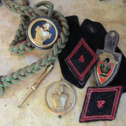 lot  insignes 4° régiment du Génie  sapeur épaulettes fourragère béret losanges mod45