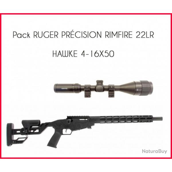 Pack RUGER PRCISION RIMFIRE 22LR HAWKE 4-16X50 