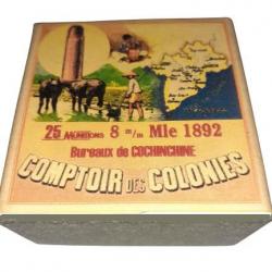 8 mm 1892 ou Lebel: Reproduction boite cartouches (vide) COMPTOIR des COLONIES Cochinchine 9007507