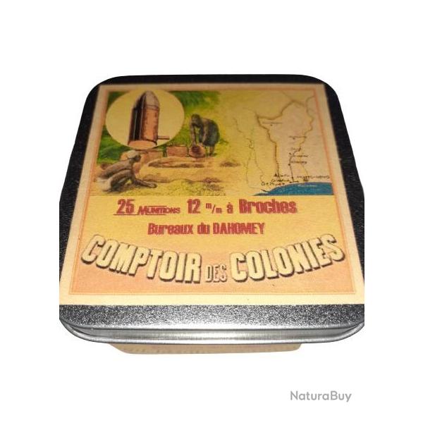 12 mm  Broches: Reproduction boite cartouches (vide) COMPTOIR des COLONIES Dahomey 9007604